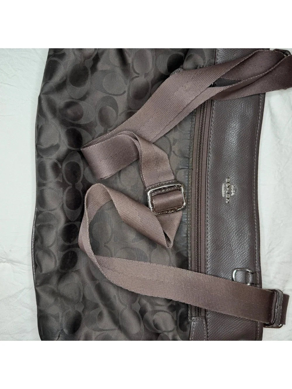 Coach Spencer Brown Signature Nylon Crossbody Purse Bag
